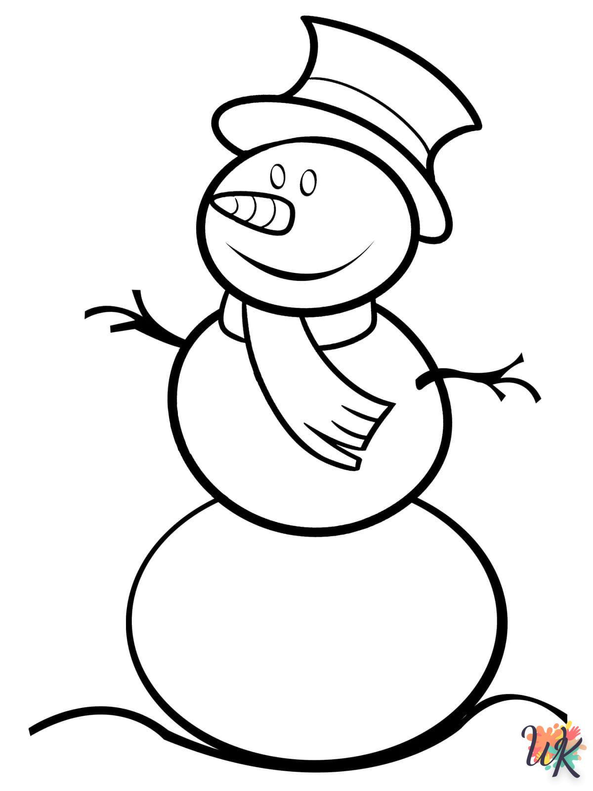 Snowman coloring page for children aged 3 to print 1
