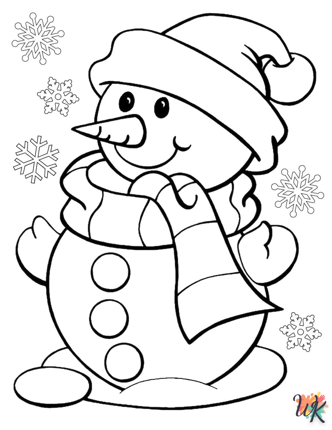 Snowman coloring page to print for children aged 6 years 2