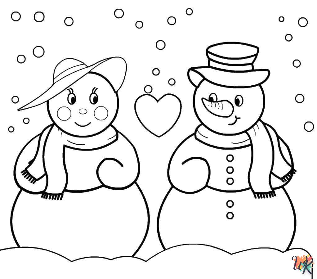 Snowman coloring page and drawing to print 1