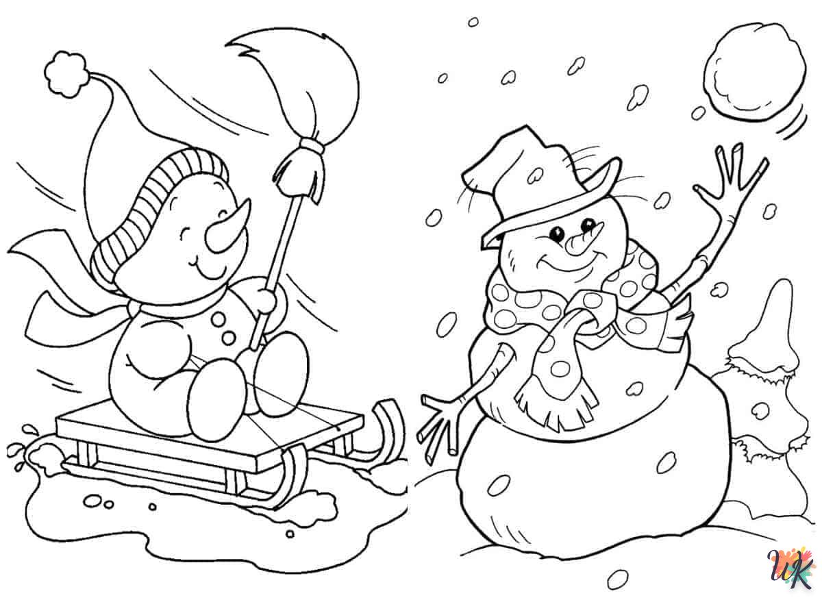 Snowman coloring page to print for 8 year olds 2
