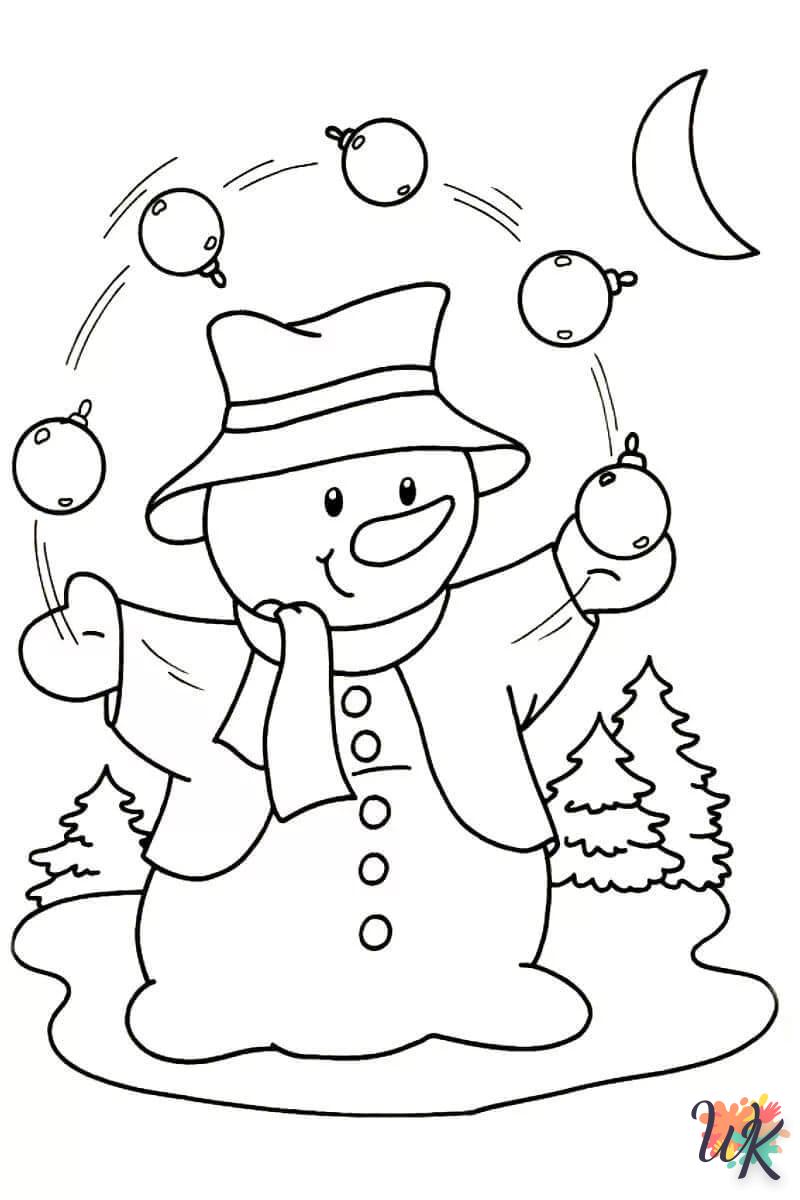 Snowman coloring page to color online for free 3