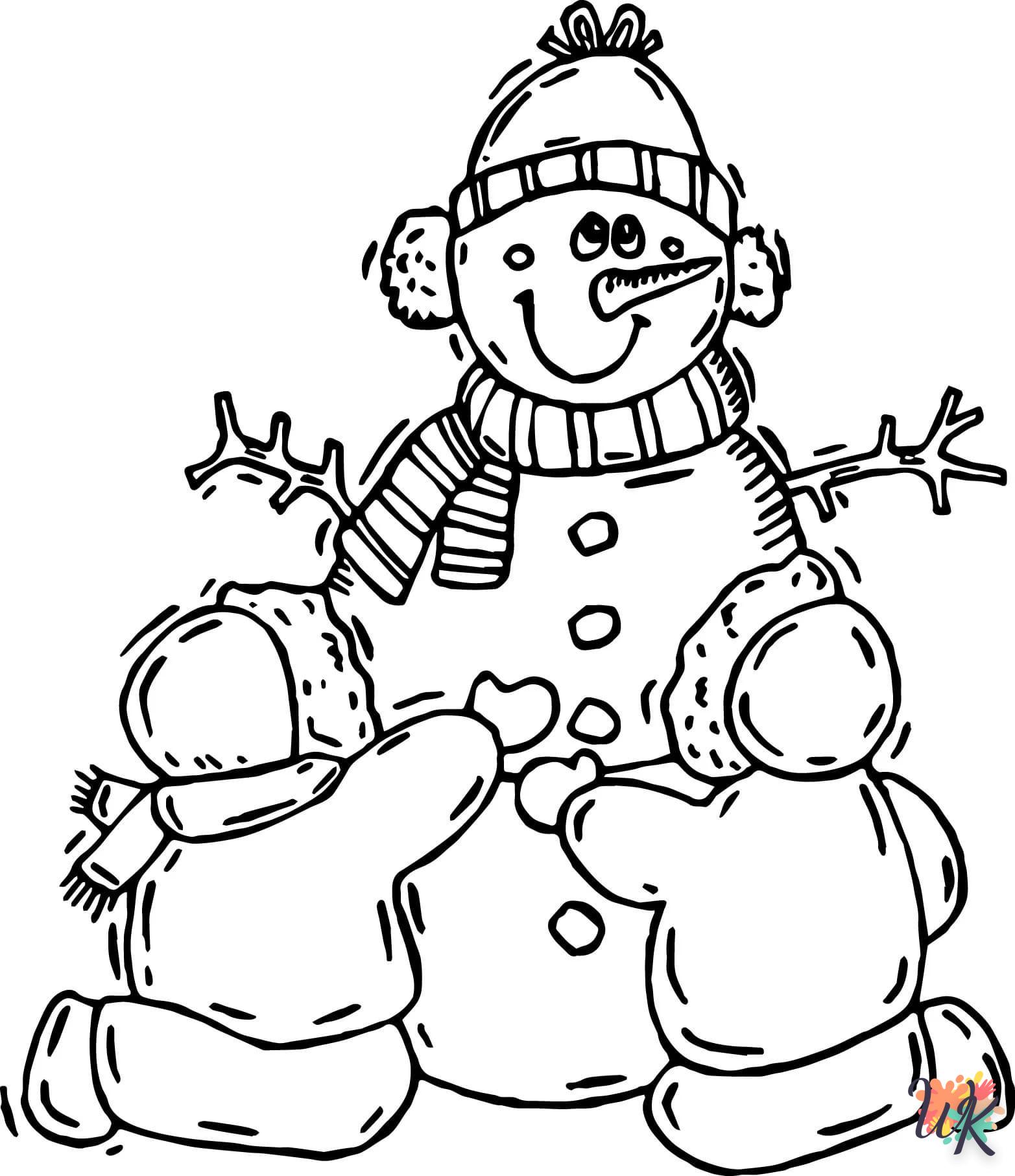 Snowman coloring page to print for free