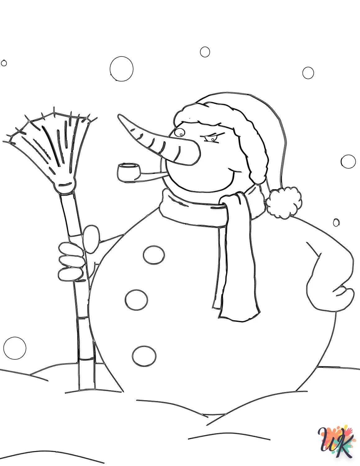 Snowman coloring page to print for 12 year olds