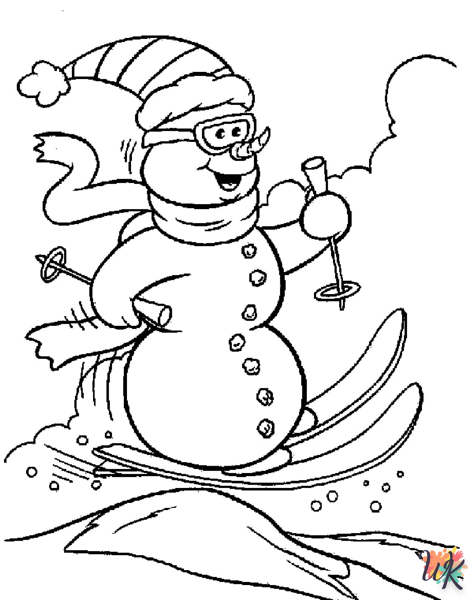 Snowman coloring page to print for children aged 6 years 1