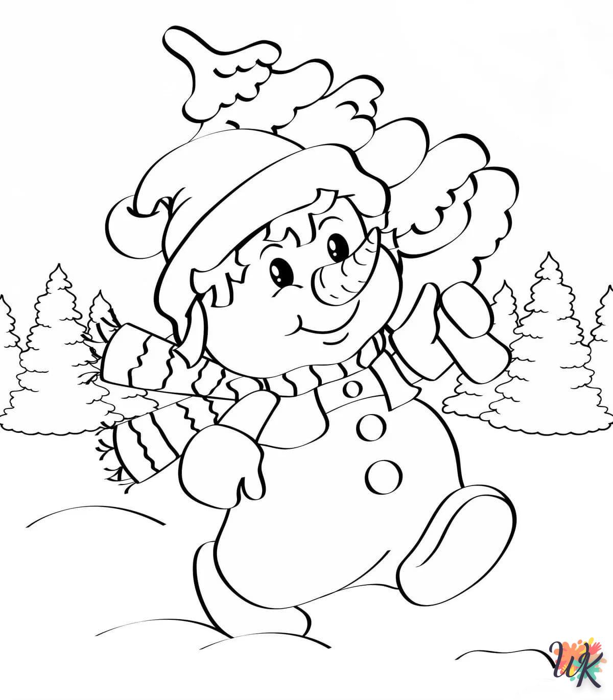 Snowman coloring page to print for children aged 5