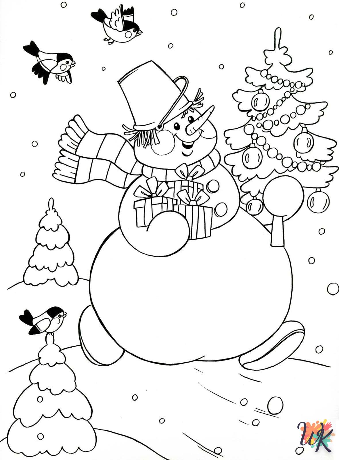 Snowman coloring page to print free 1