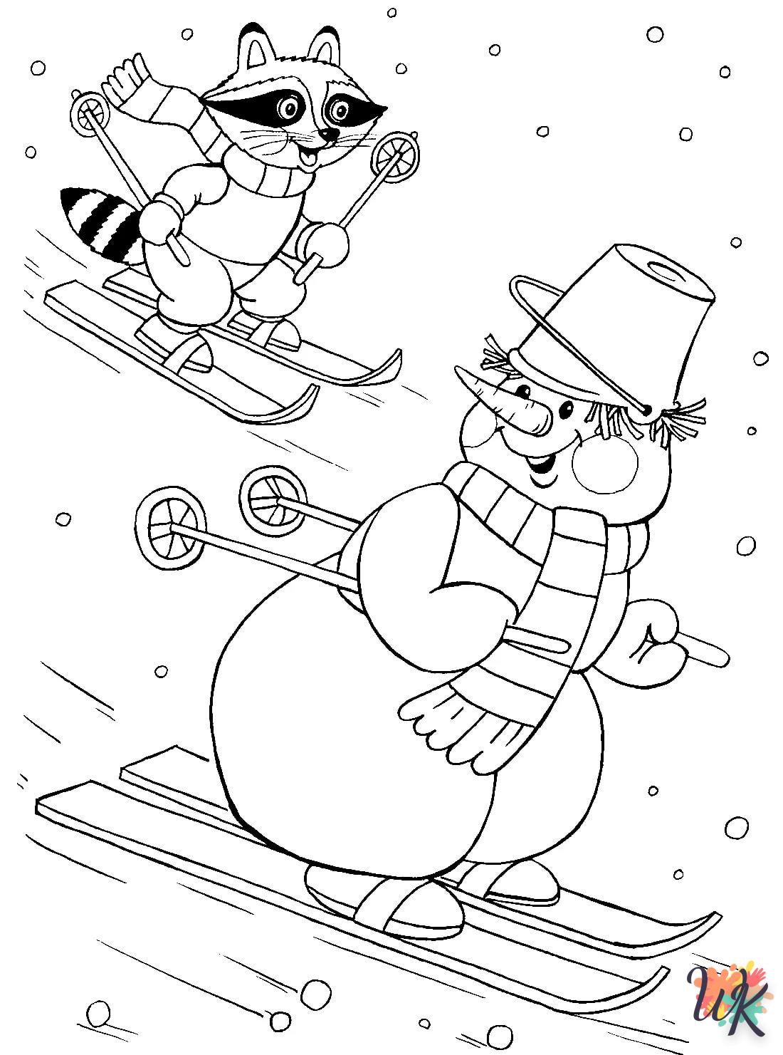Snowman coloring and drawing to print