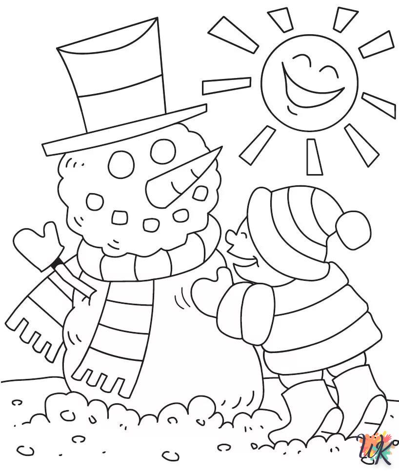 Snowman coloring page to print for children aged 6