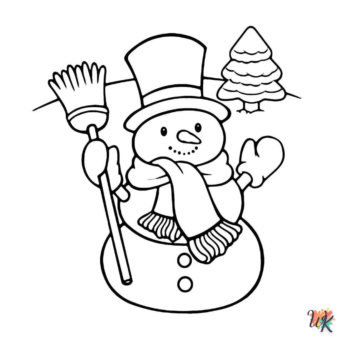 Snowman coloring page to print for 10 year olds