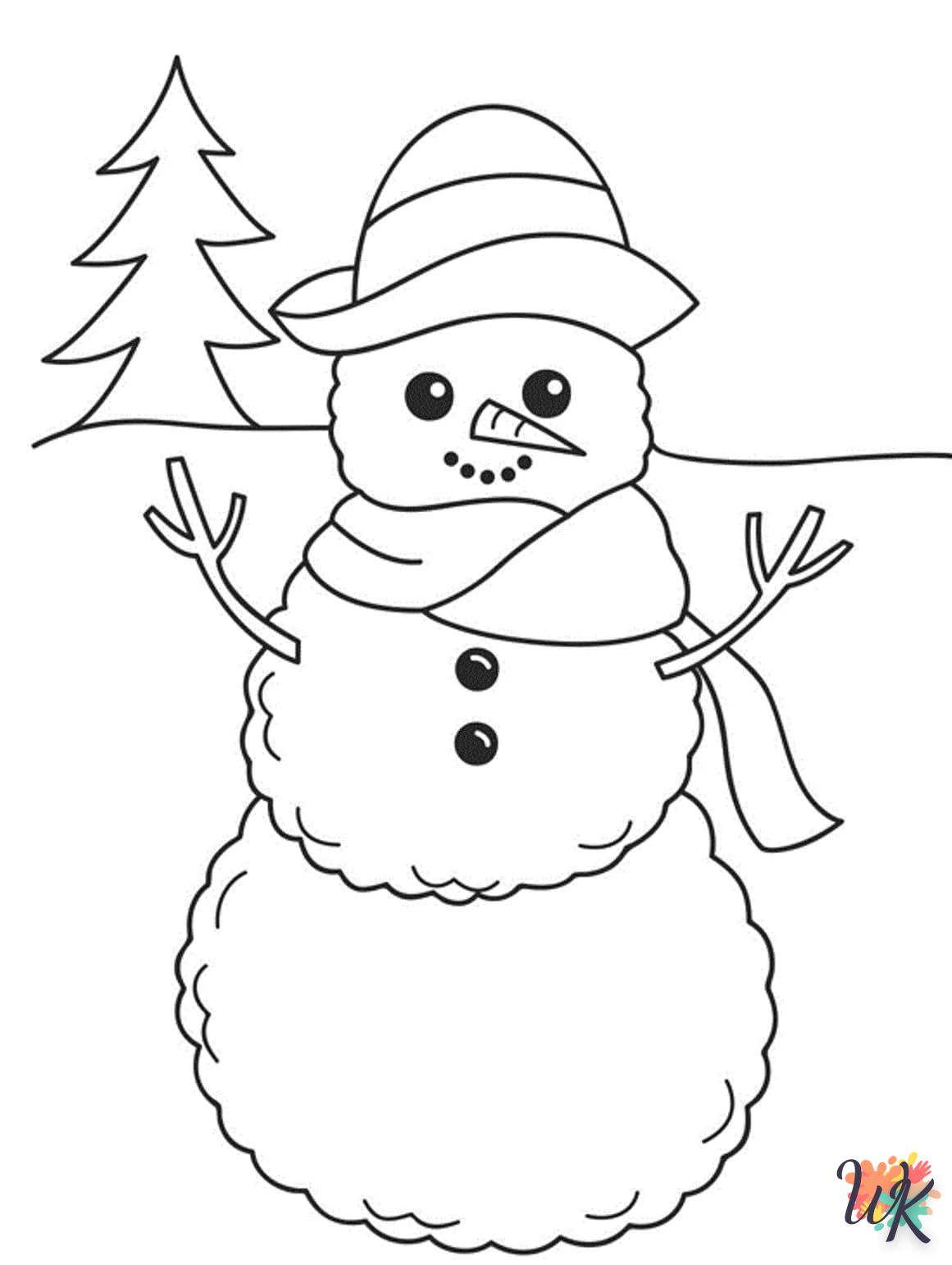 Snowman coloring page for children to print pdf