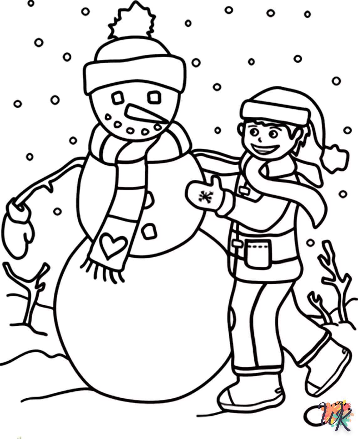 Snowman coloring page to print for 8 year olds