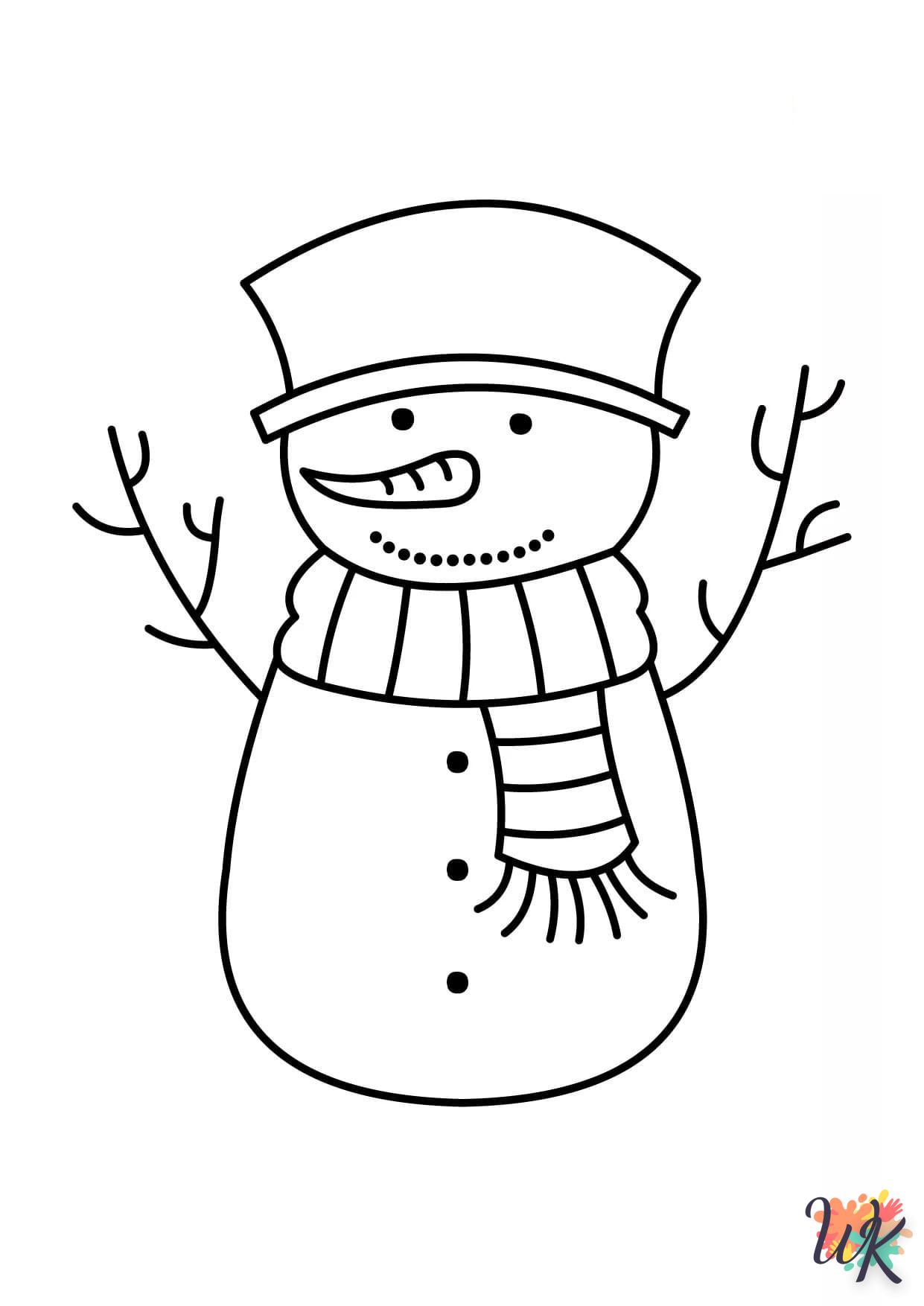 Snowman coloring page for children to print free