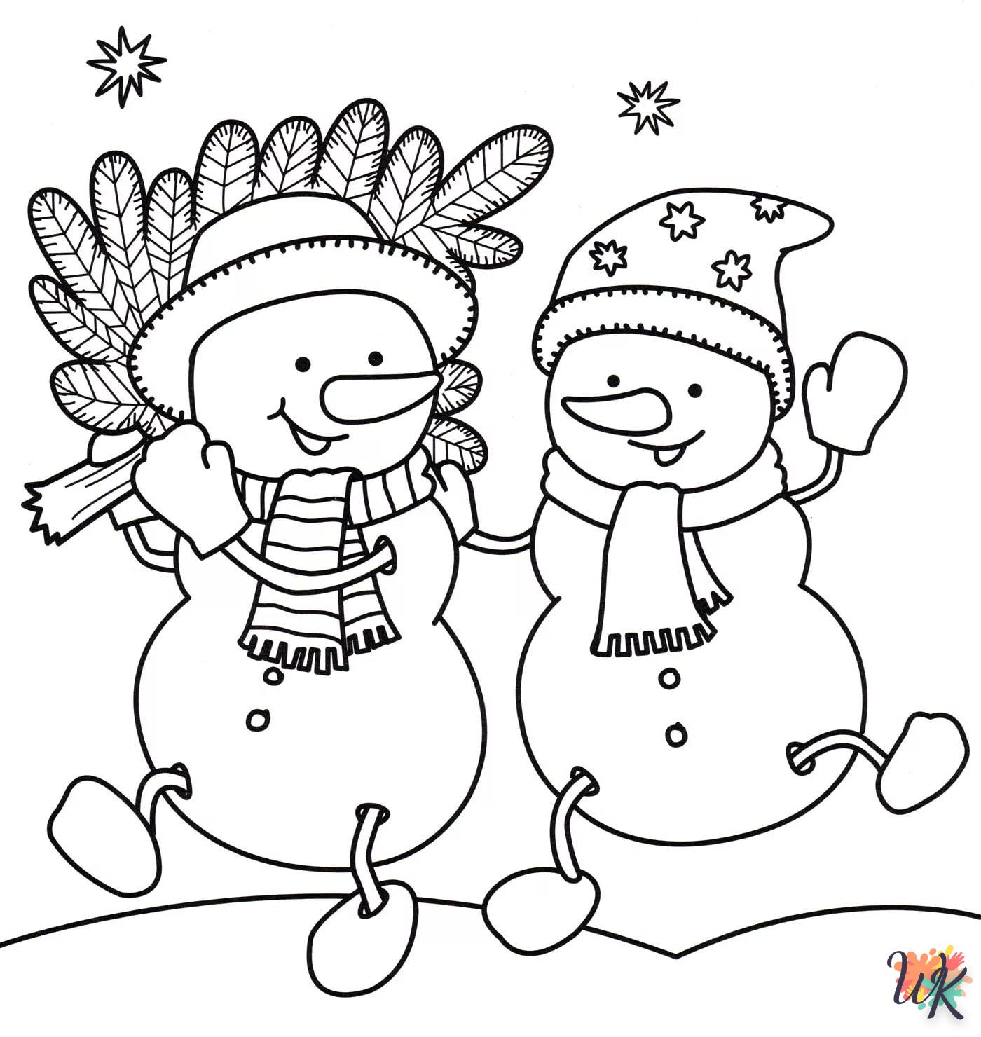 Snowman coloring page for children to download