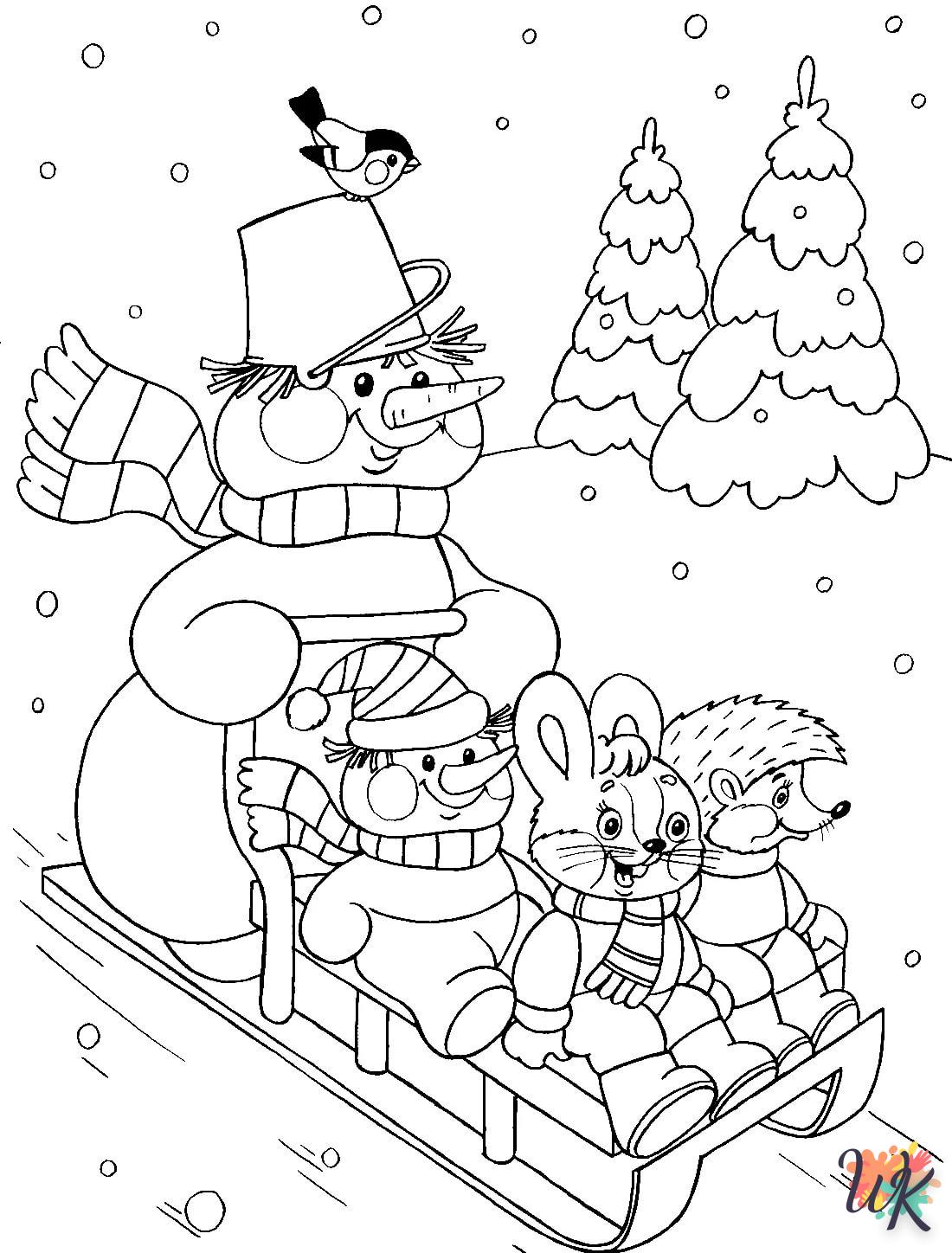 Snowman coloring page for baby to print