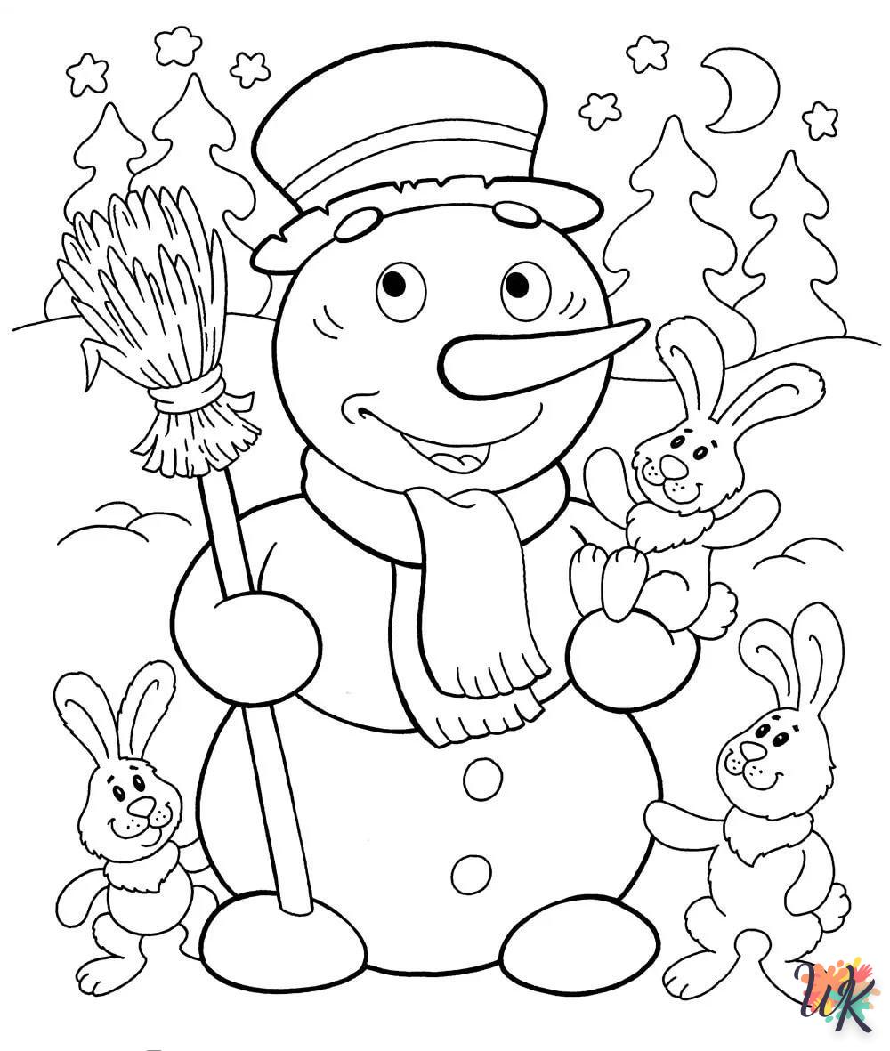 Snowman coloring page to print free pdf