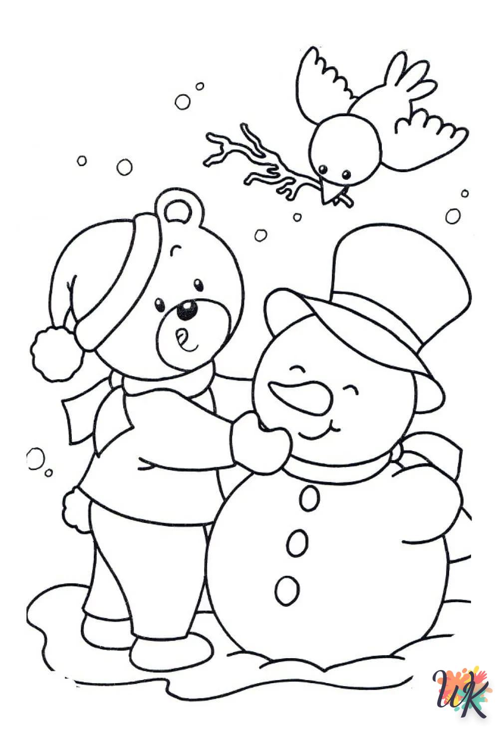 Snowman coloring page to print for 7 year olds 1