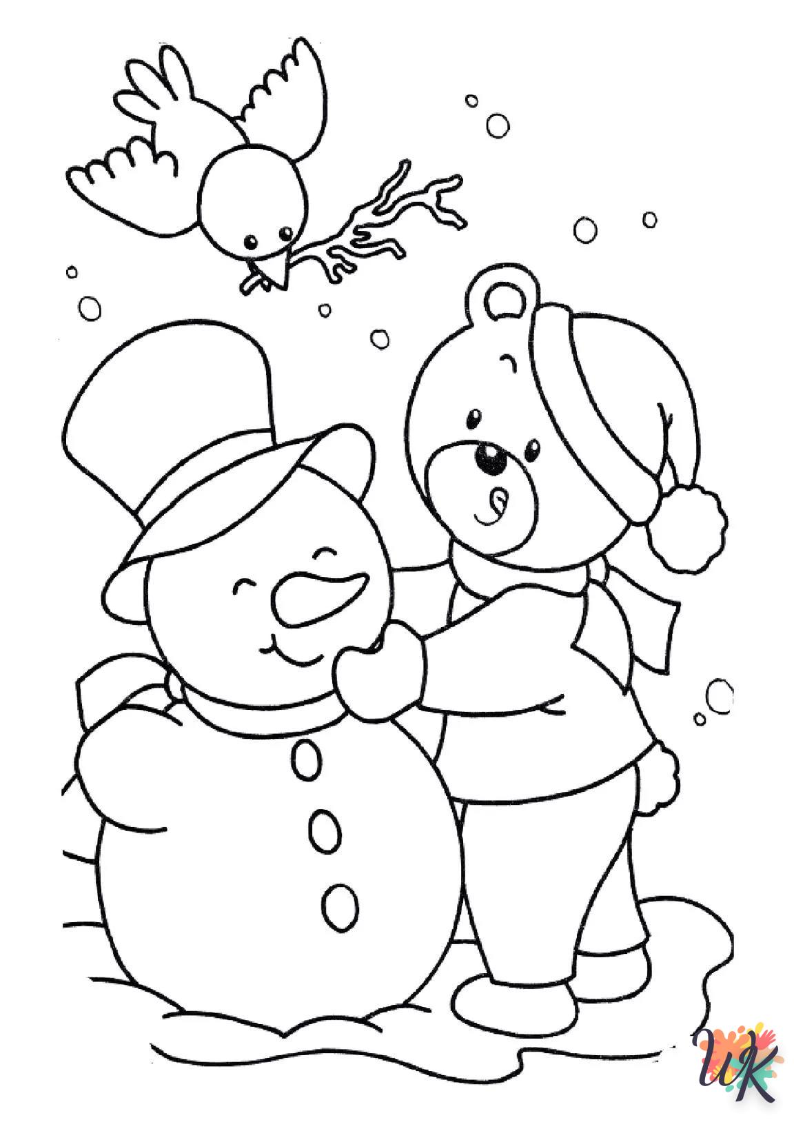 Snowman coloring page for children aged 3 to print