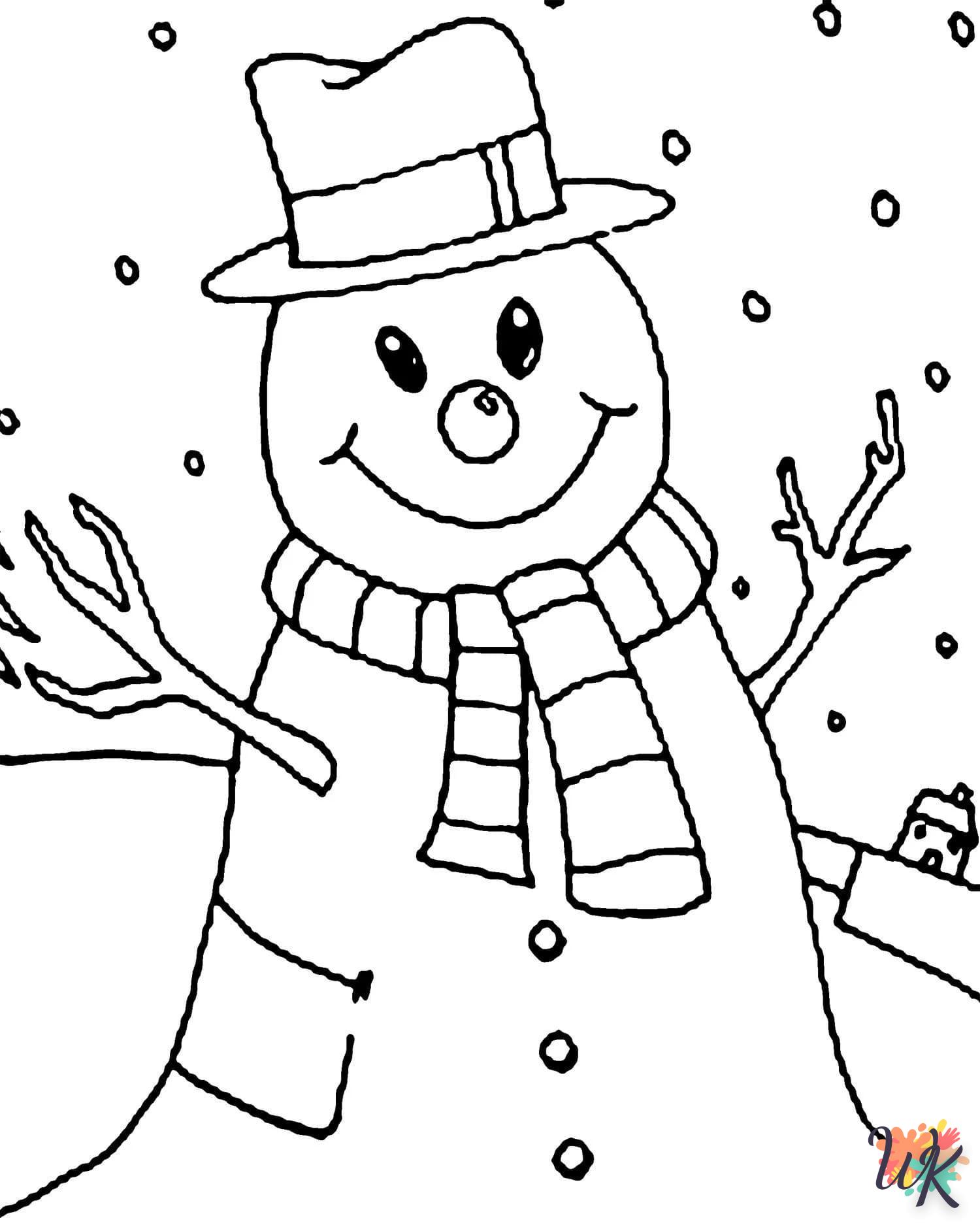 Snowman coloring page to draw and print