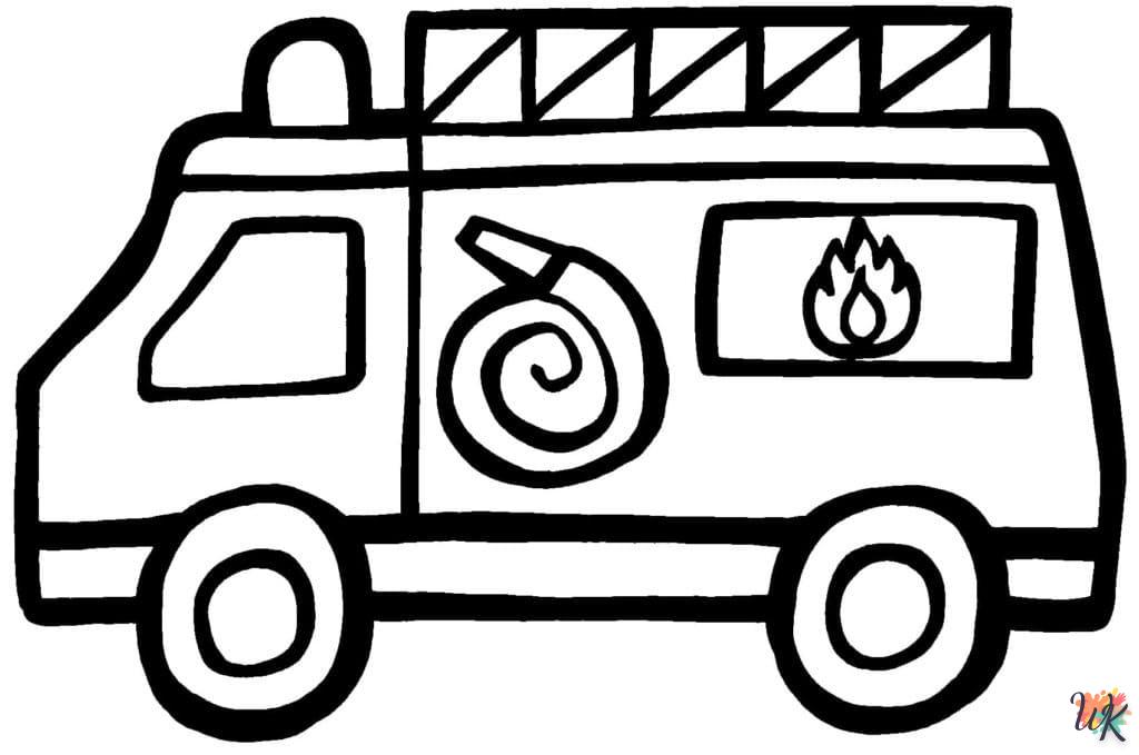 coloriage Camion de Pompier  d'enfant a imprimer 1