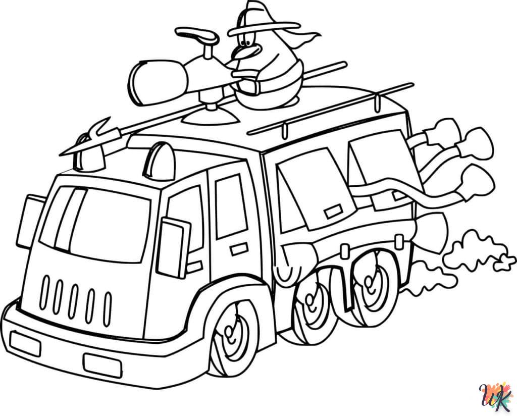 coloriage Camion de Pompier  gratuit en ligne