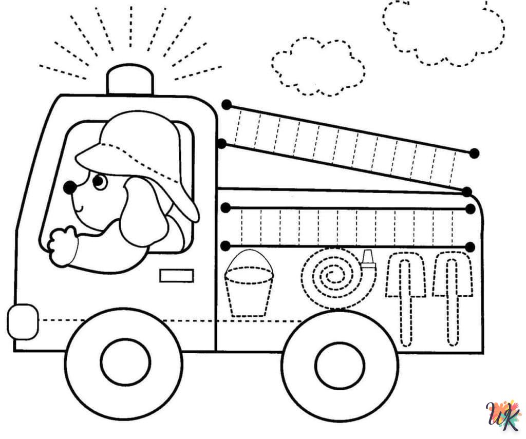 coloriage Camion de Pompier  a imprimer enfant 6 ans 3