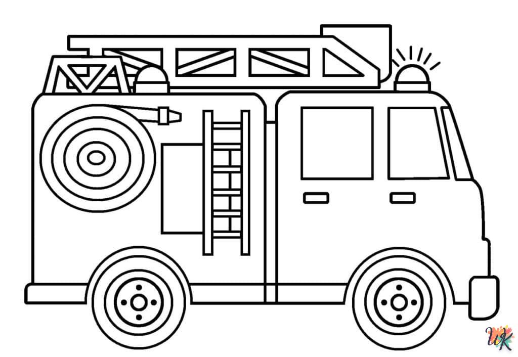 coloriage Camion de Pompier  licorne en ligne gratuit à imprimer 1