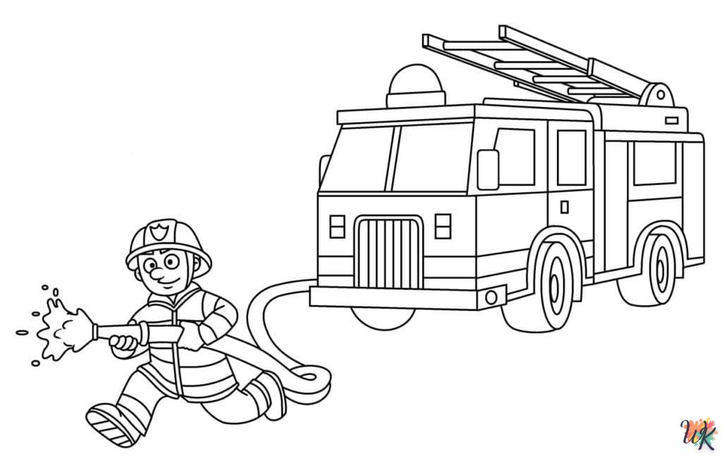 coloriage Camion de Pompier  licorne en ligne gratuit à imprimer