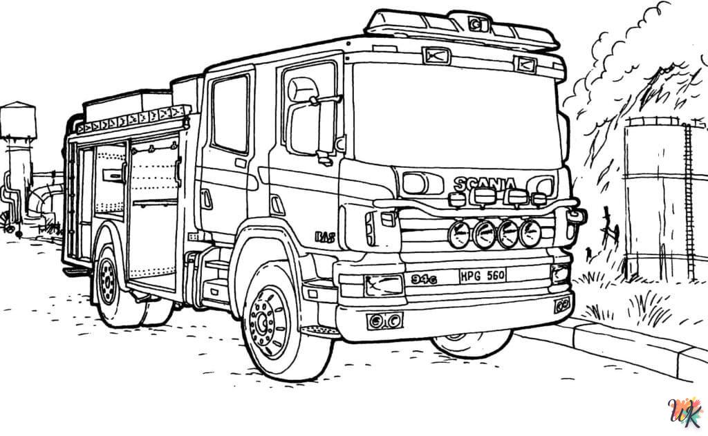 coloriage Camion de Pompier  en ligne a colorier 2