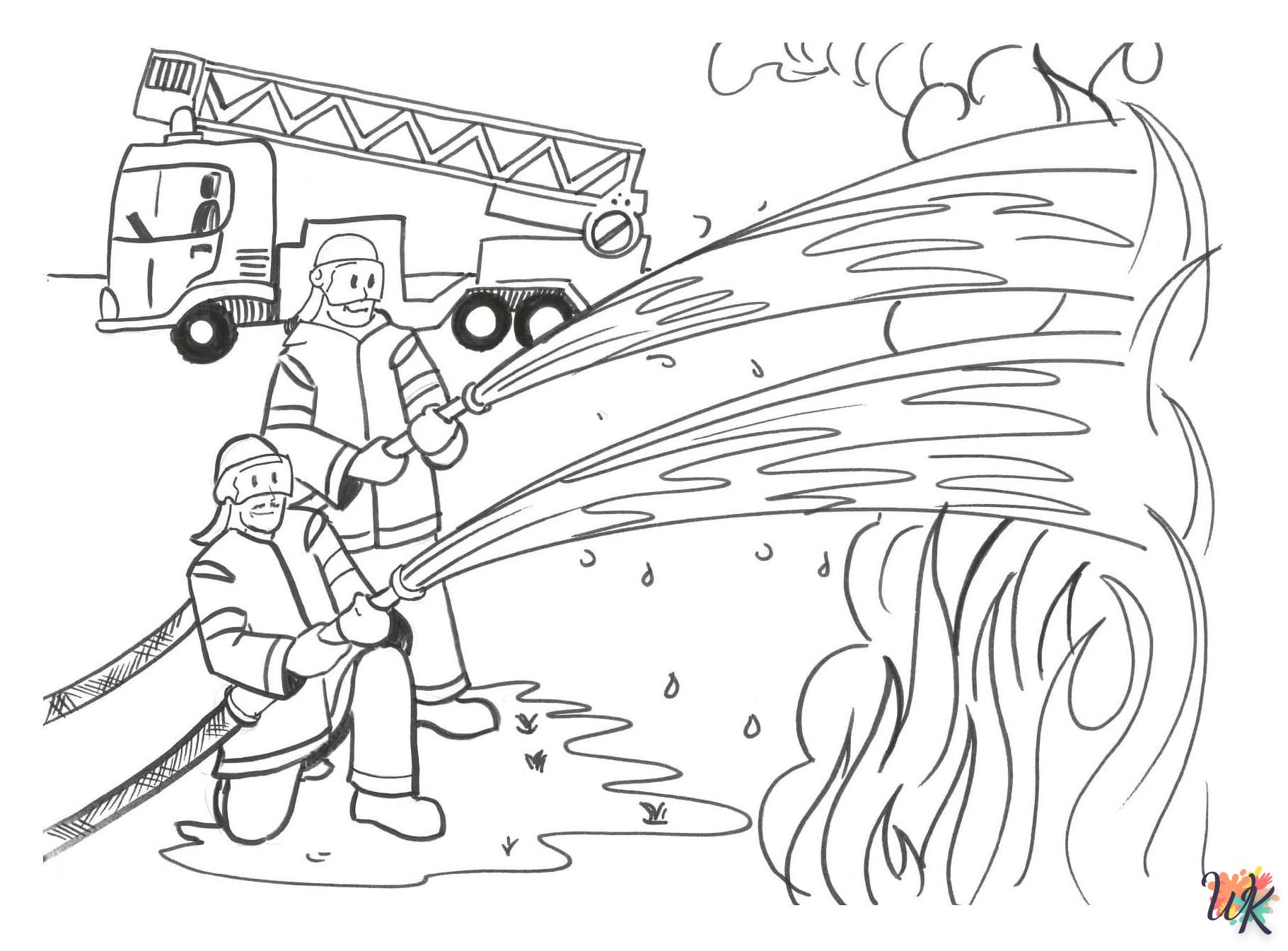 coloriage Camion de Pompier  pour enfant de 2 ans