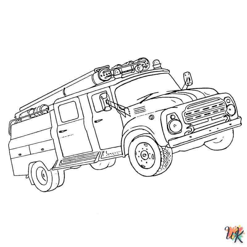 coloriage Camion de Pompier  pour enfant de 7 ans 3