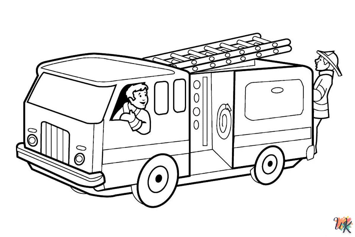 coloriage Camion de Pompier  pour enfants à télécharger