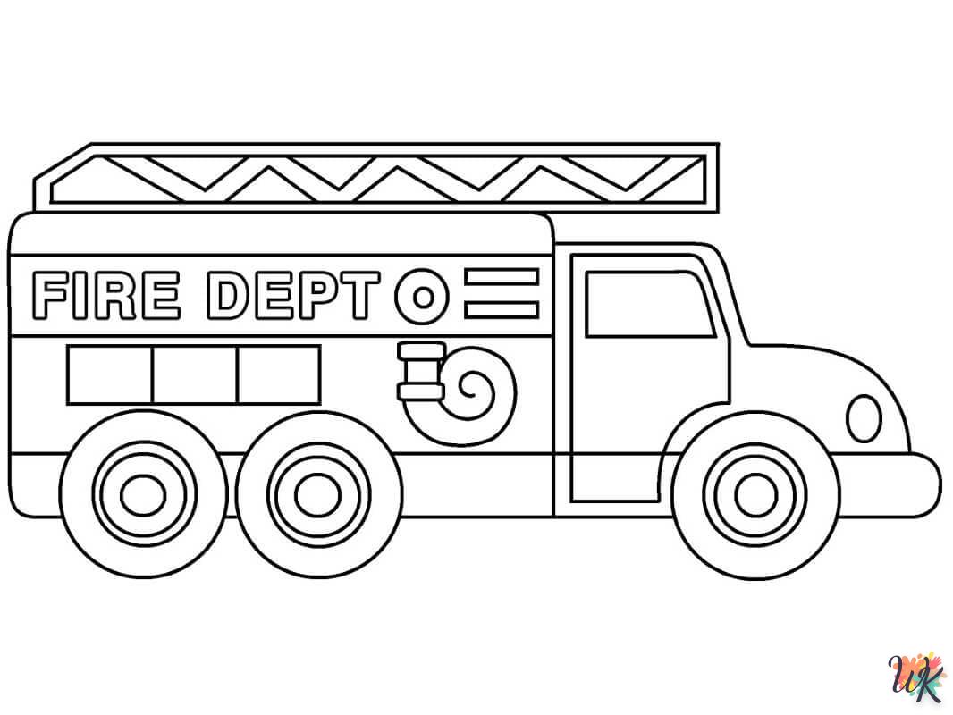 coloriage Camion de Pompier  pour enfant gratuit