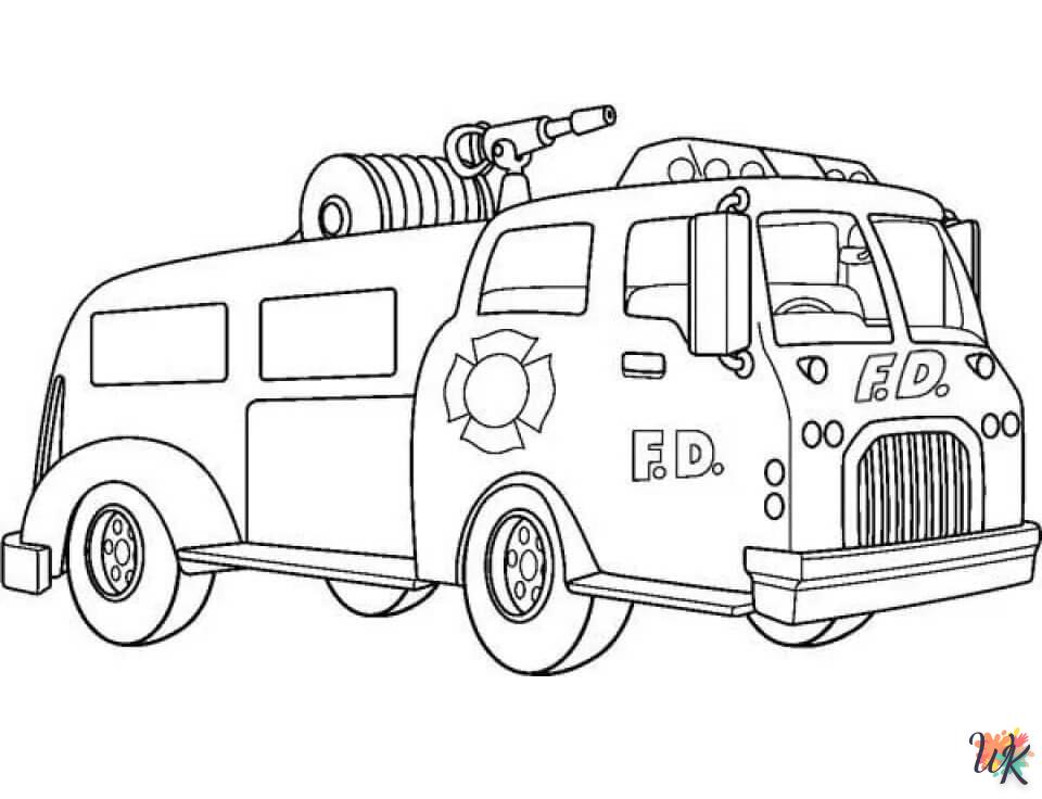 coloriage Camion de Pompier  enfant à imprimer pdf