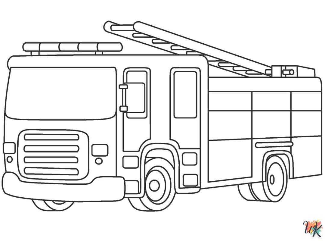 coloriage Camion de Pompier  à imprimer pour enfant de 2 ans