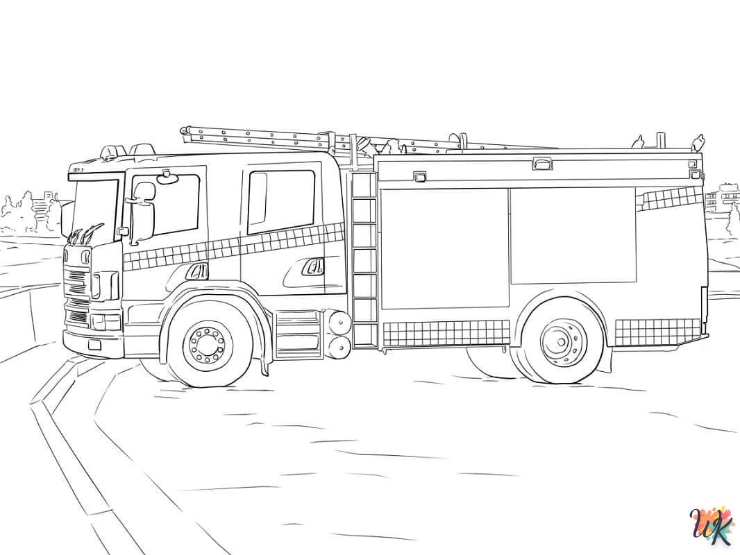 coloriage Camion de Pompier  a imprimer enfant 6 ans 2