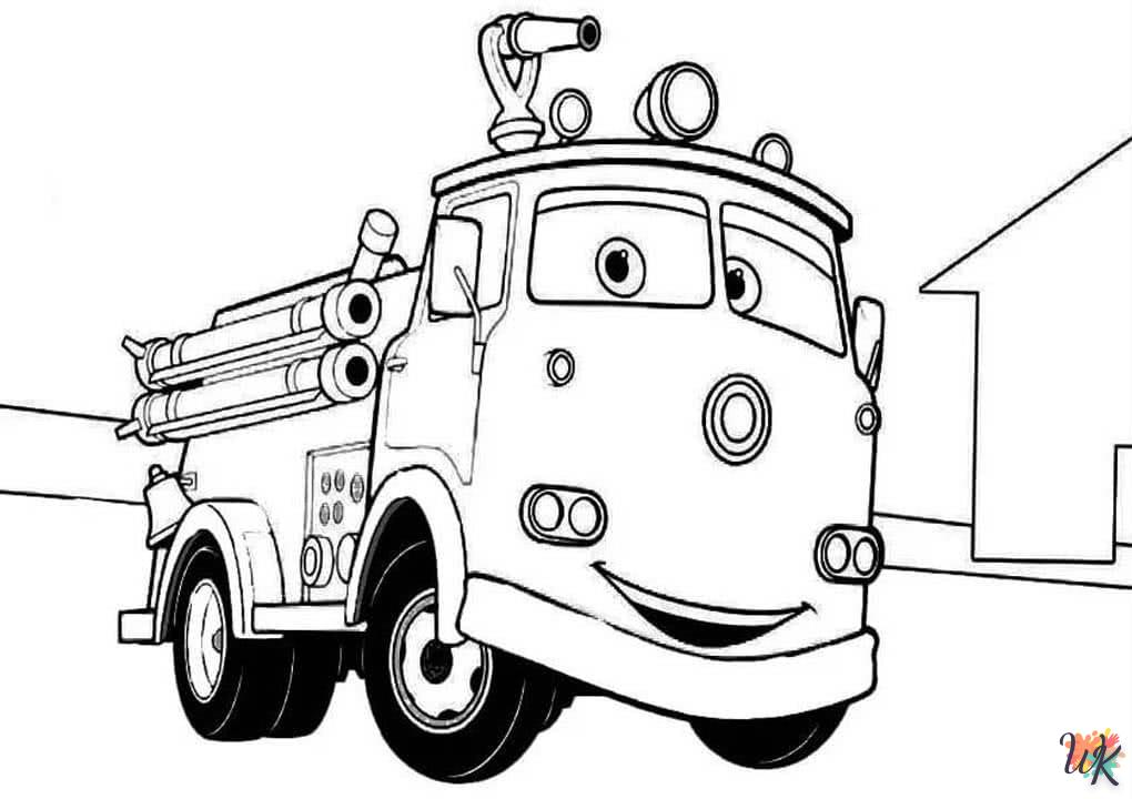 coloriage Camion de Pompier  automne en ligne gratuit à imprimer