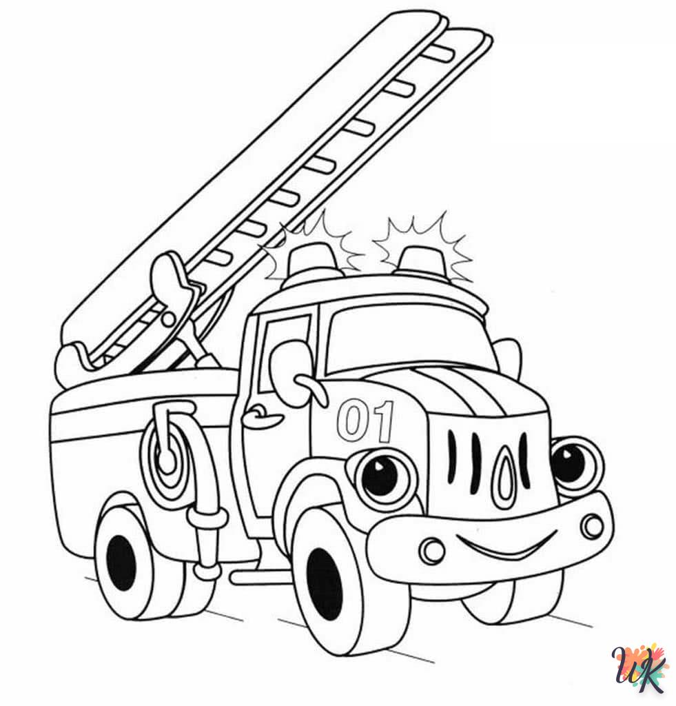 coloriage Camion de Pompier  à imprimer pdf gratuit 1