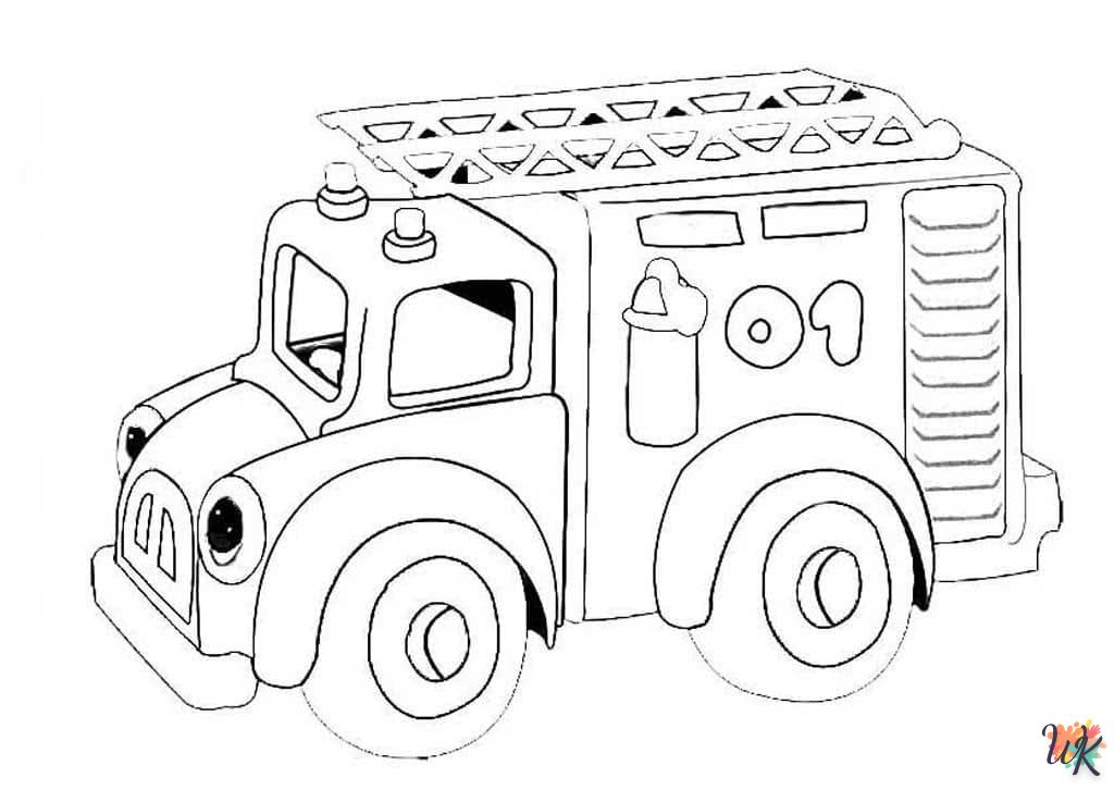 coloriage Camion de Pompier  pour primaire