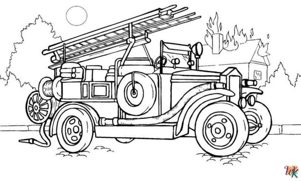 coloriage Camion de Pompier  à imprimer pour enfant de 3 ans