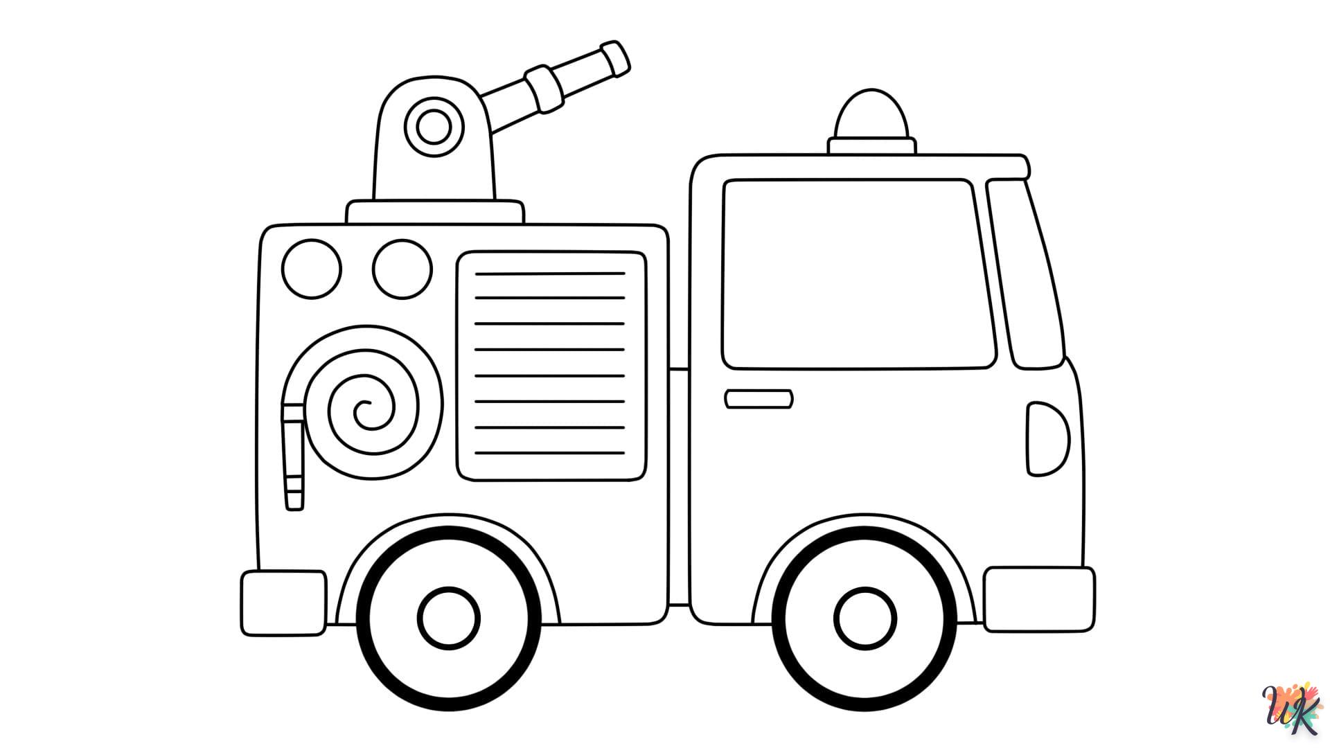 coloriage Camion de Pompier  à imprimer pour enfant de 4 ans