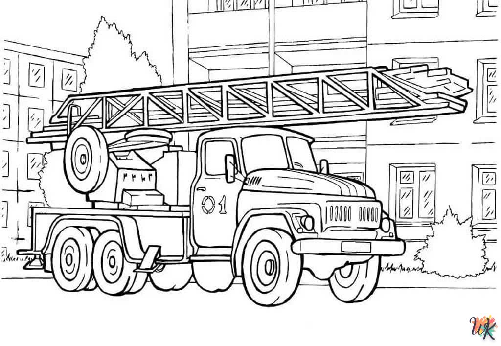 coloriage Camion de Pompier  educatif pour enfant