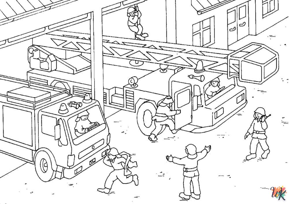 coloriage Camion de Pompier  pour enfant de 4 ans