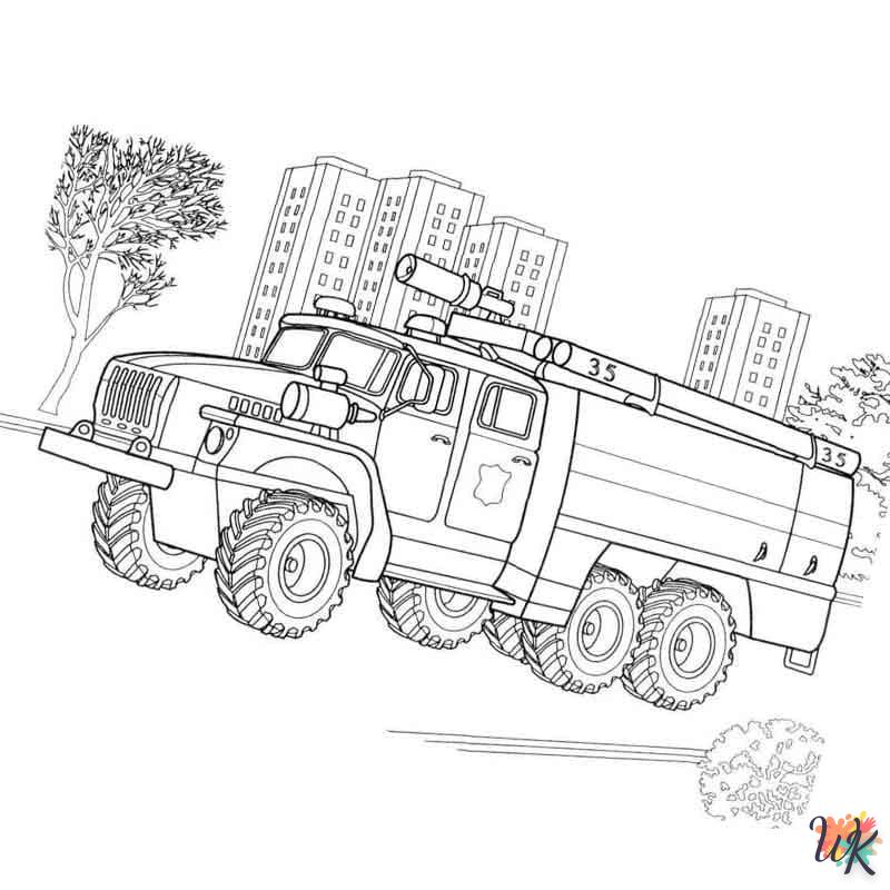 coloriage Camion de Pompier  pour enfant à imprimer