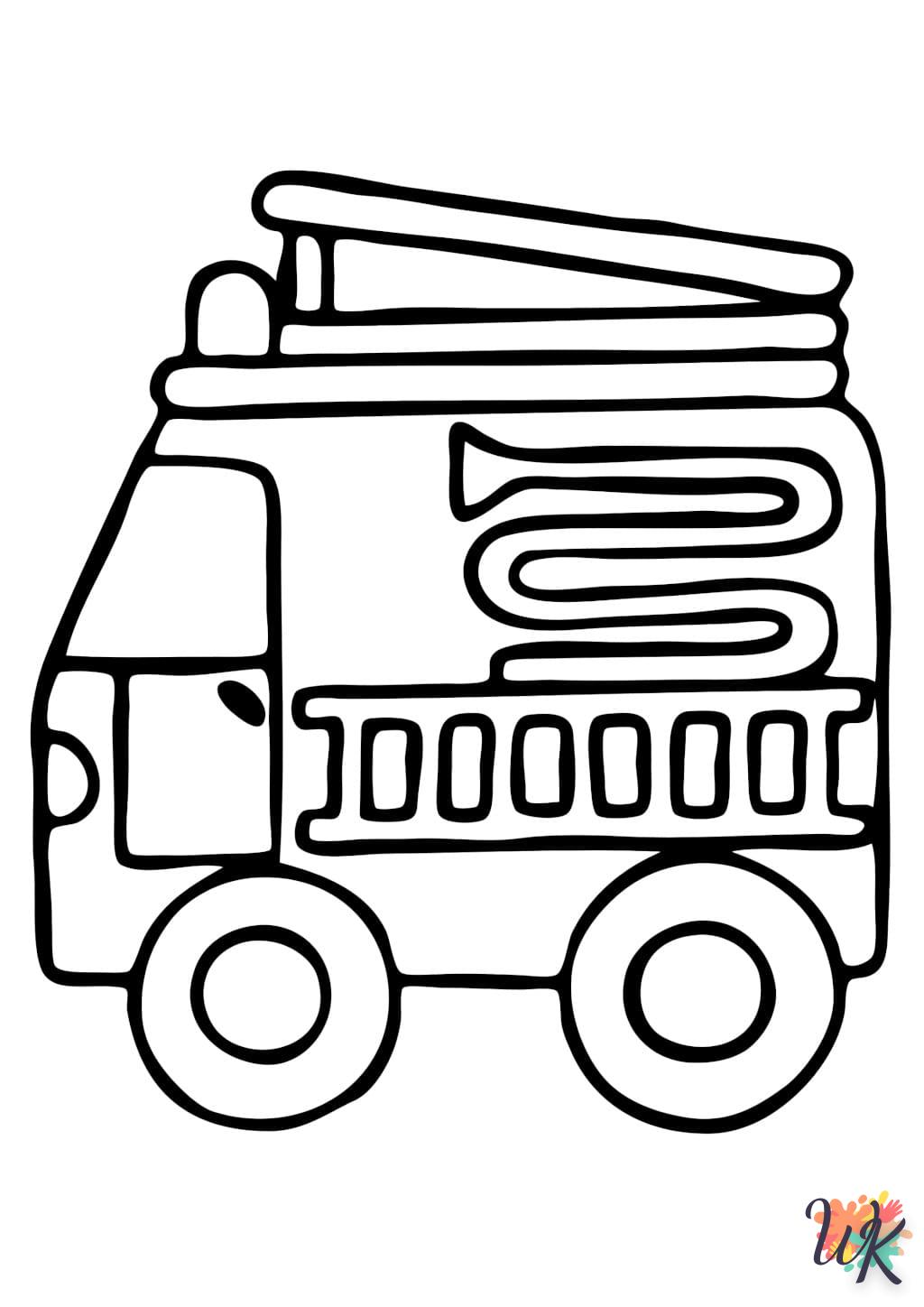 coloriage Camion de Pompier  d'enfant a imprimer