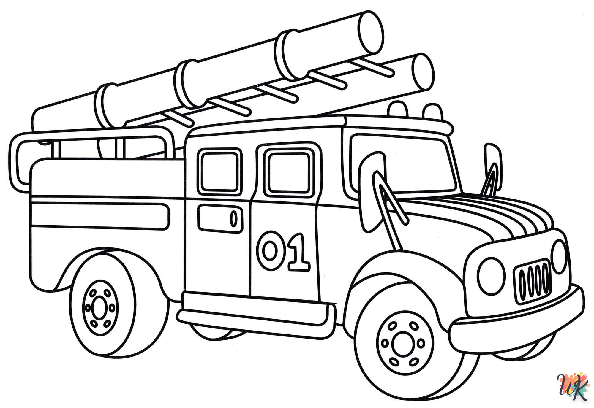 imprimer coloriage Camion de Pompier  gratuit