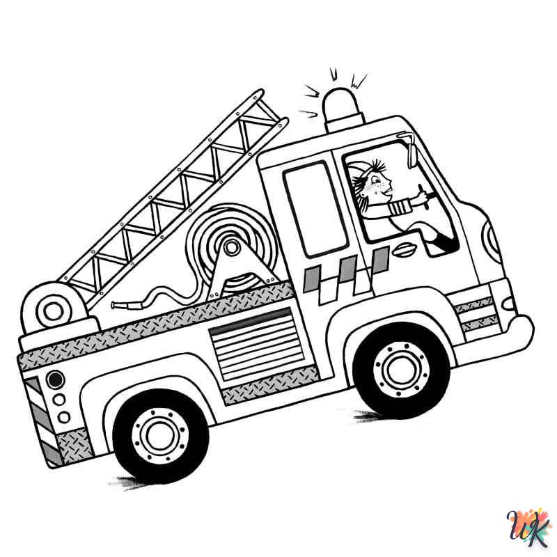 coloriage Camion de Pompier  et découpage à imprimer