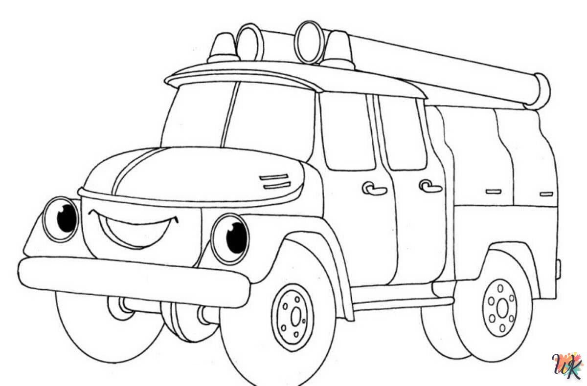 activité coloriage Camion de Pompier  en ligne