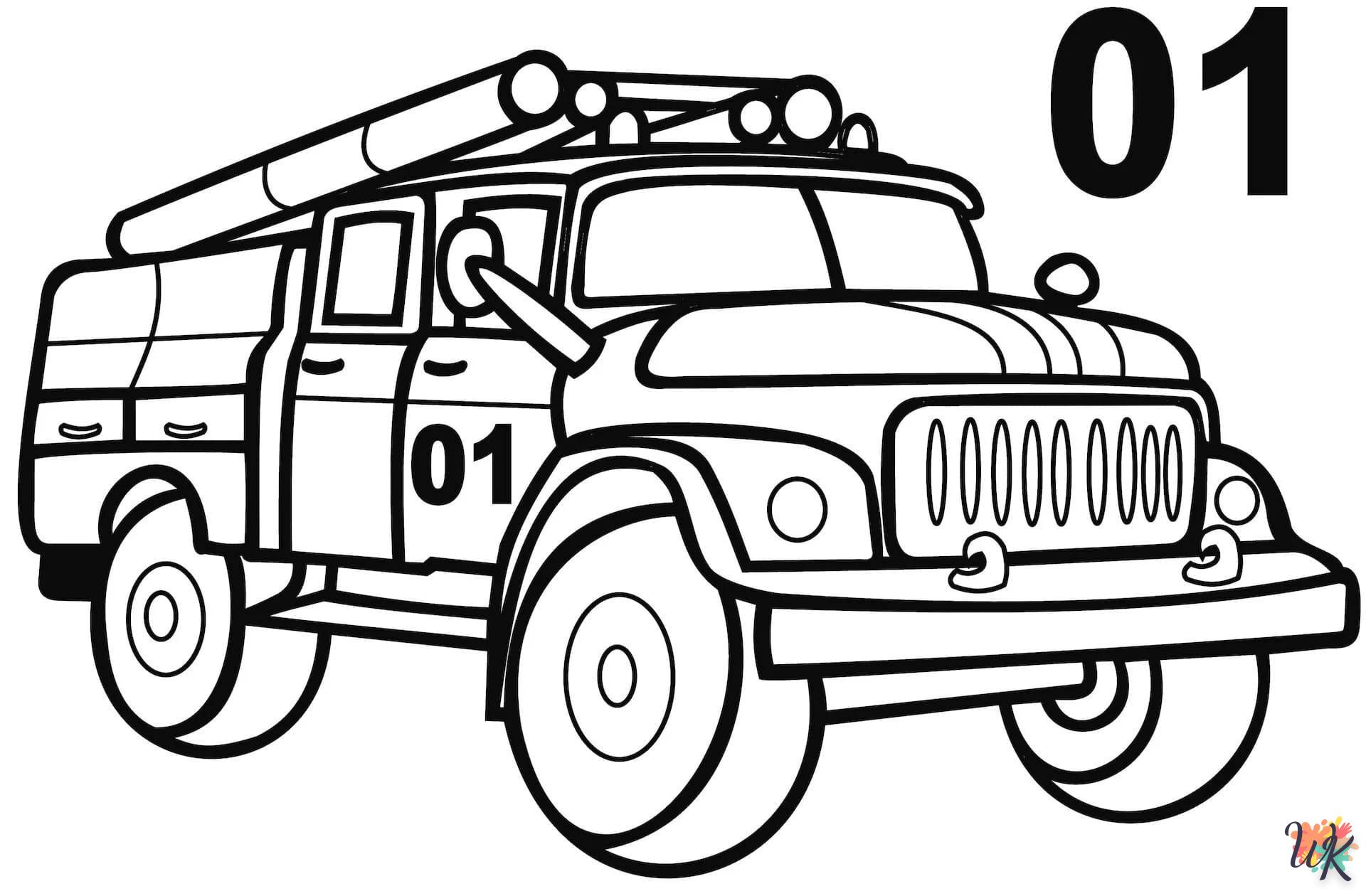 coloriage Camion de Pompier  pour enfant de à imprimer 1