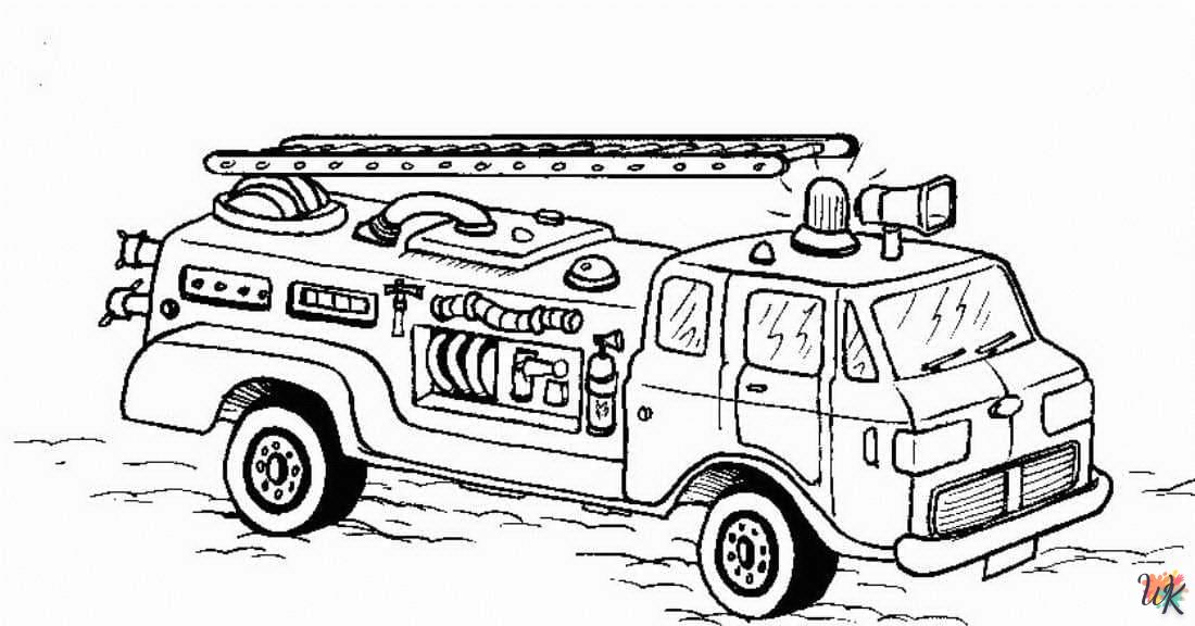 coloriage Camion de Pompier  pour lutter contre le stress 2