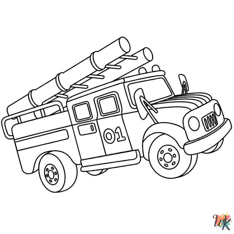 coloriage Camion de Pompier  a imprimer enfant 5 ans